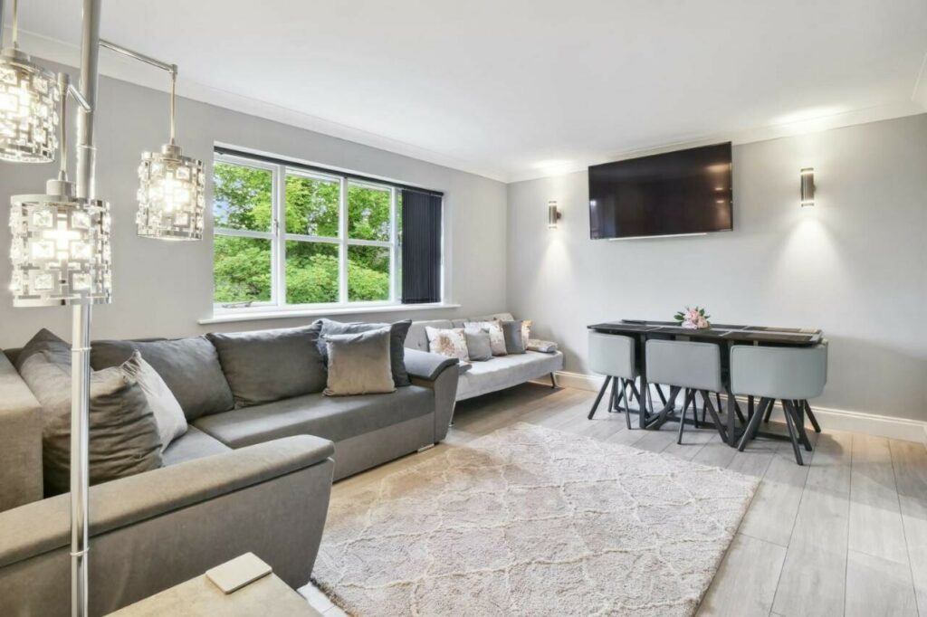 Living area of serviced apartments in Woking